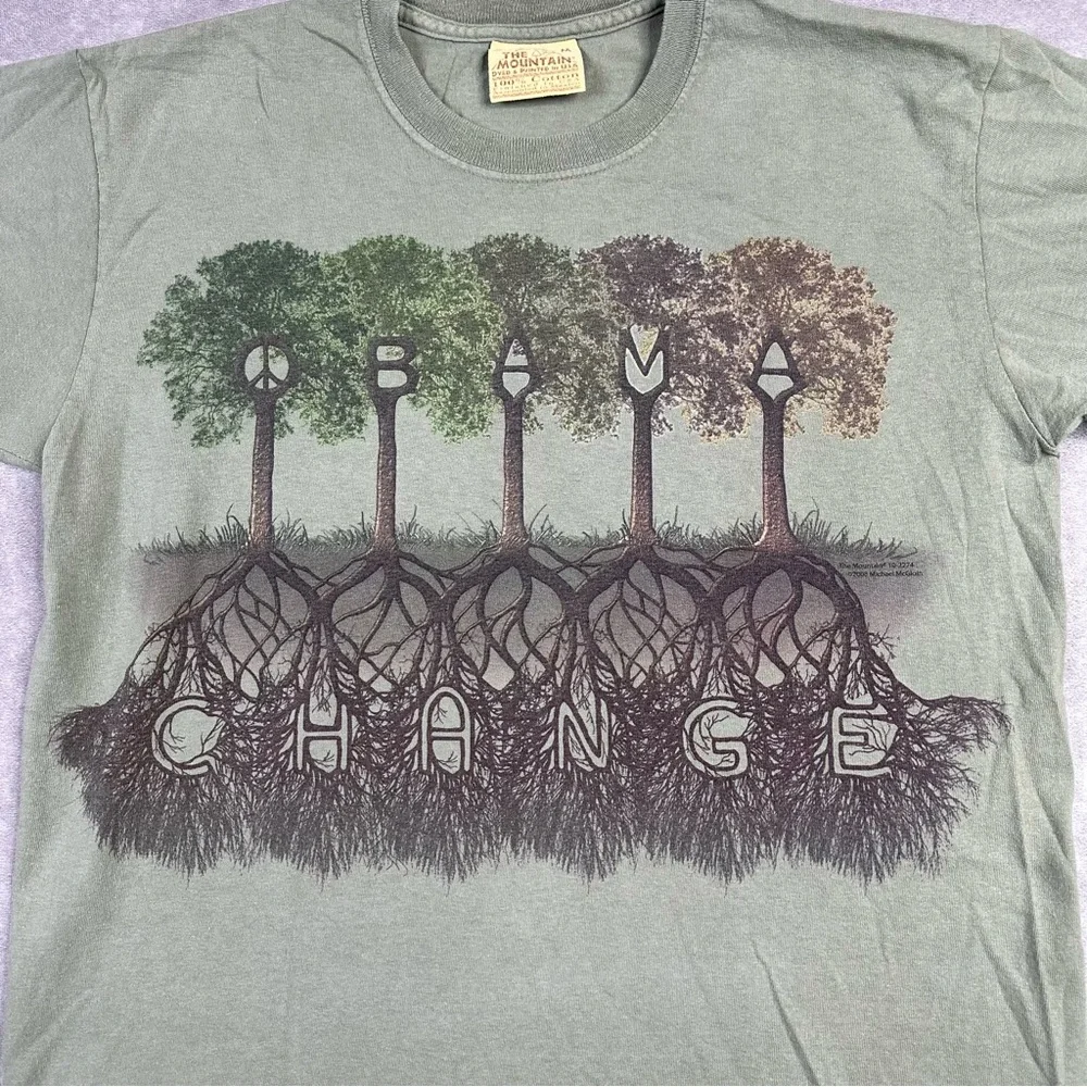 The Mountain 2008 Obama Change Tree Roots Short Sleeve T-Shirt Size Medium - Picture 3 of 9